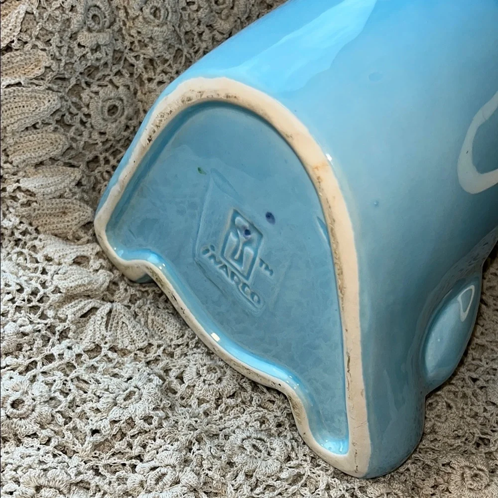 Vintage Blue Inarco Ceramic Bear Planter‎ Nursery Figurine